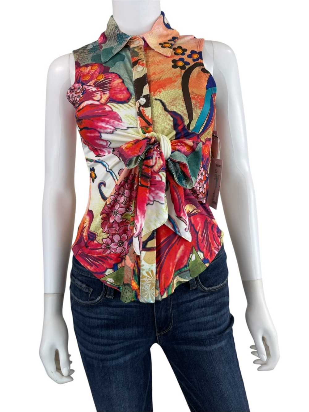 IQ Paris Floral Abstract Sleeveless Top Size M L0949